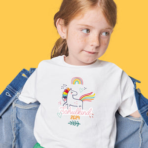 T-Shirt Einhornmotiv "Schulkind 2024" mit Wunschname